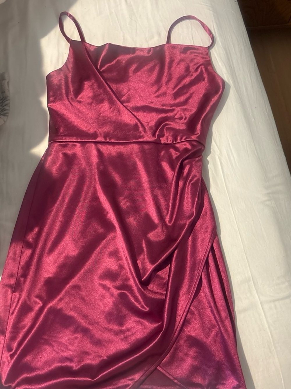 BCX Satin Mini Dress in Raspberry Pink